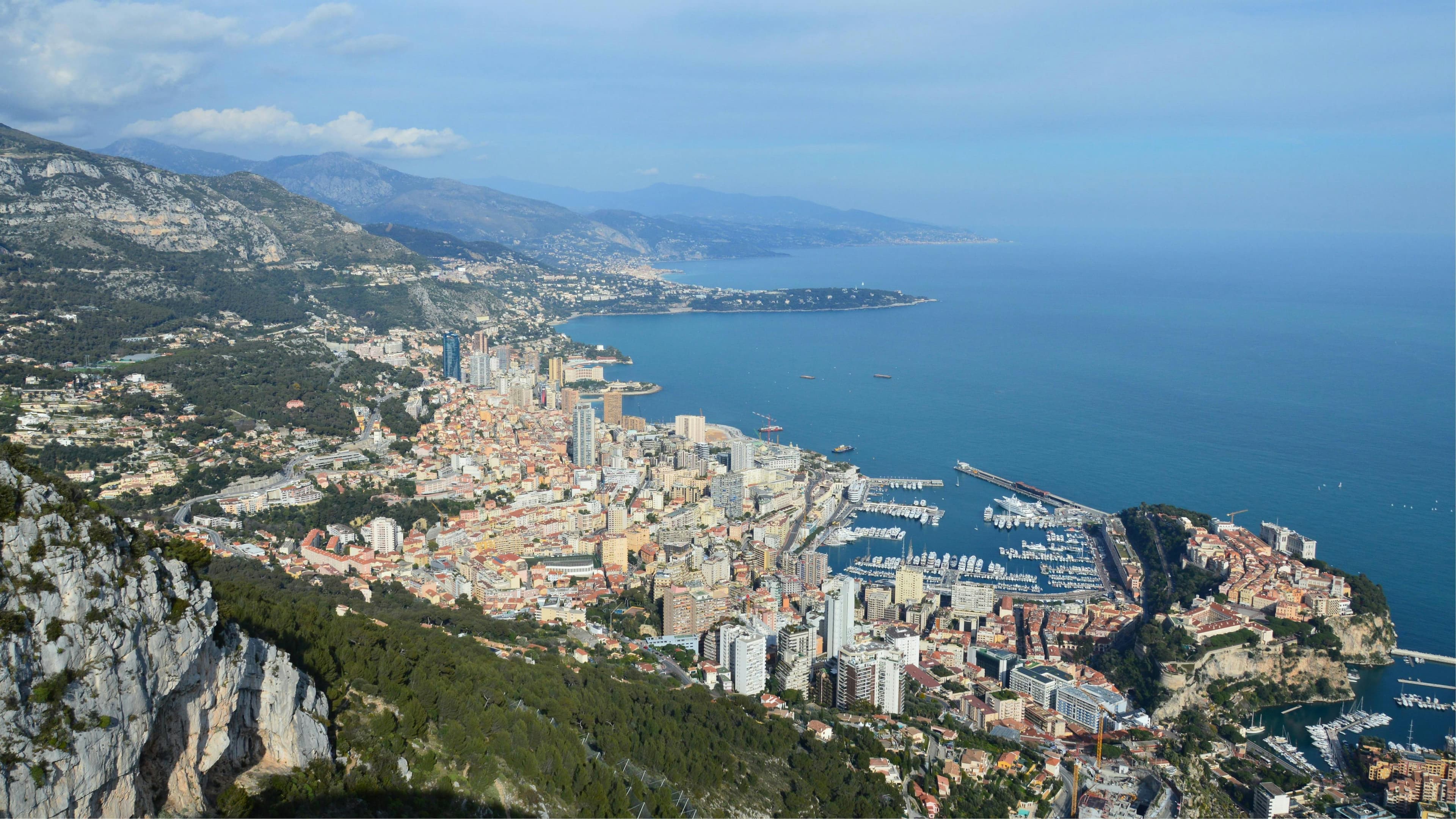 Aerial view of Monaco from above the bay
